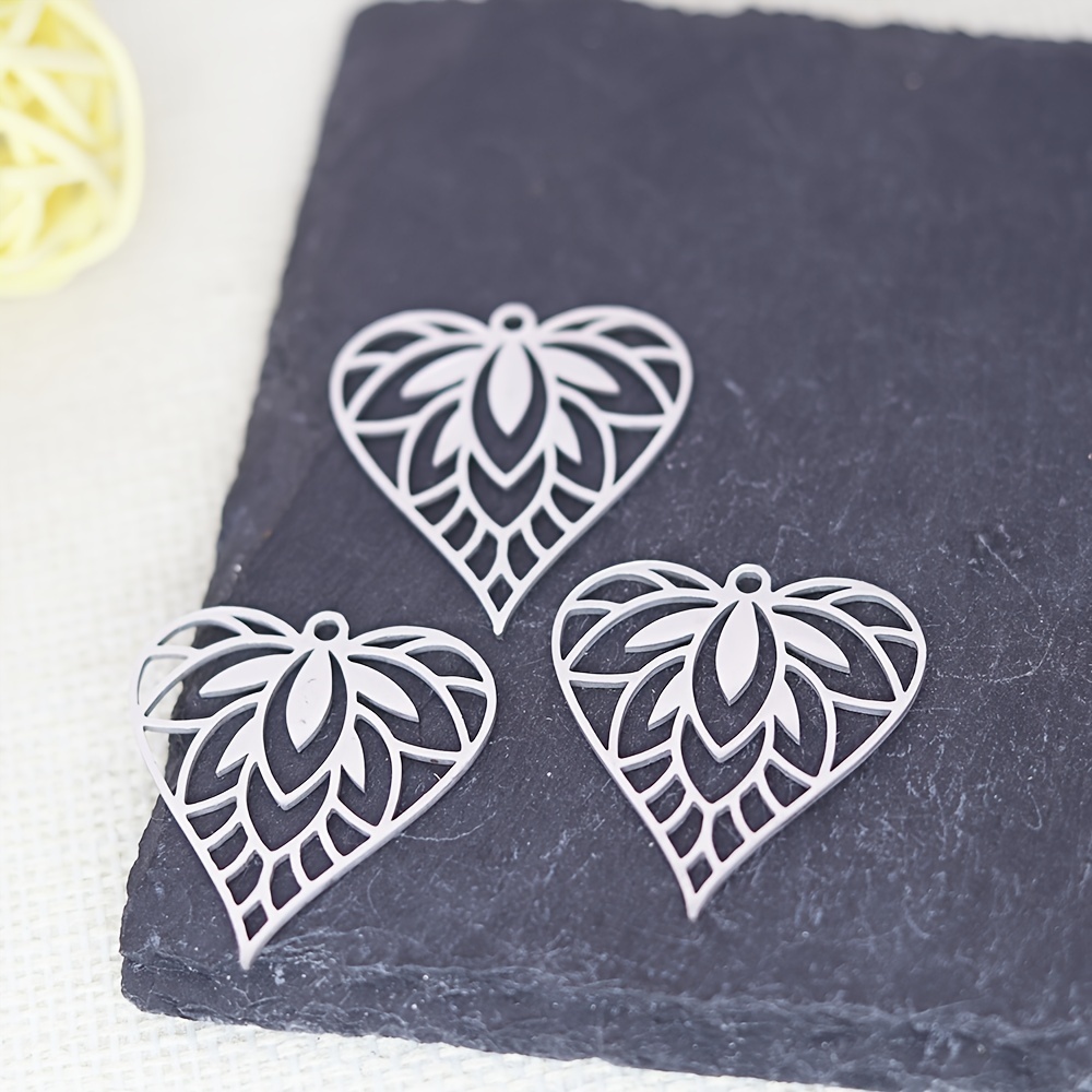 Image of 3pcs Vintage For Lotus Leaf Earring Diy Tassels Fashion Stainless Steel Pendant Charms For Jewelry Making Supplies