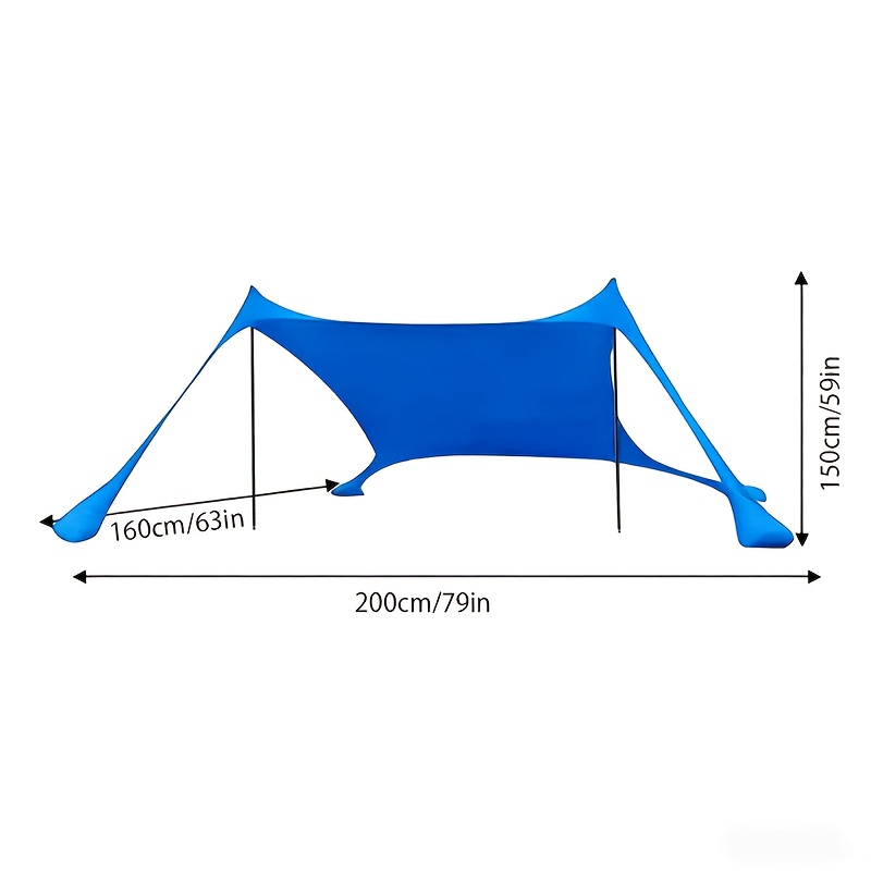 Camping Beach Tent with Awning and Iron Pole Support