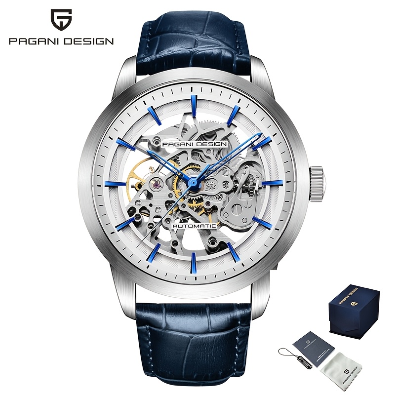 TEMU Design Men's Watch Automatic Mechanical Watch Steel Fashion Wristwatch Skeleton Watch Gift Idea