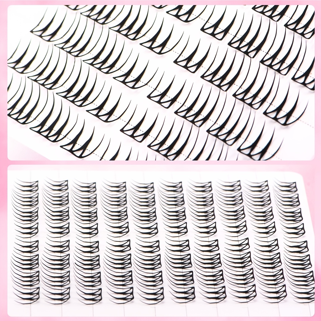 10-Row Cluster False Eyelashes, 80 Mixed Length Curl Clusters