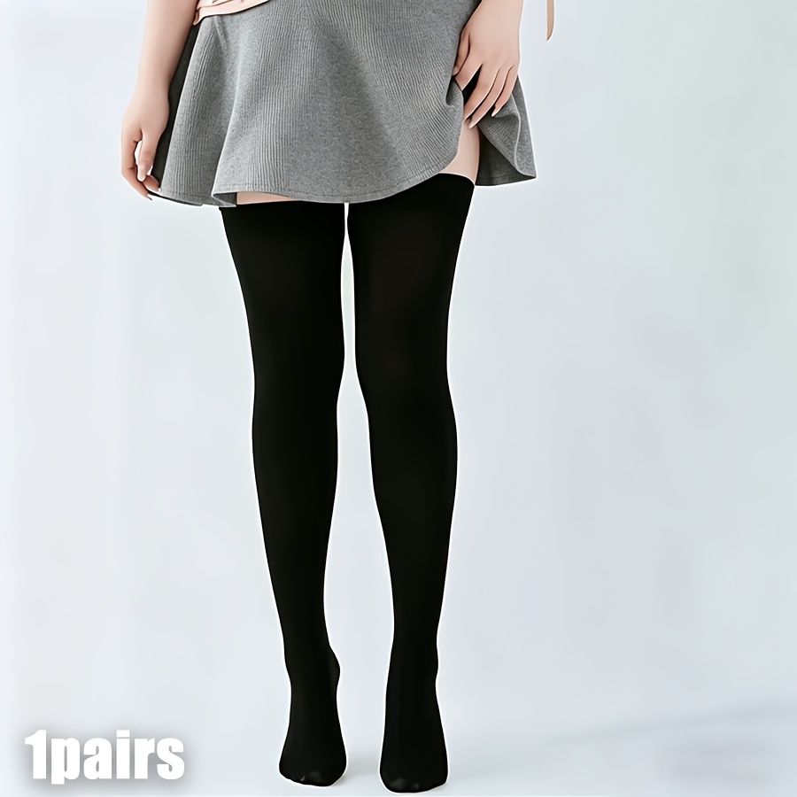 TEMU 1/ Plus Size Women's Socks, Candy-colored Over-the-knee Thin Stockings, Matte Solid Color High Socks, High Elastic Non-slip Stay-up Shaping