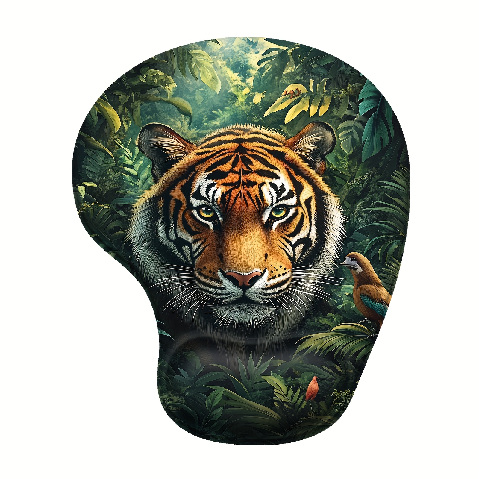 TEMU 1pc Tapis de Souris Support de Poignet en Silicone 2D Plat Tigre dans (8.98X7.56 In) - PU Ergonomique Antidérapant, Lavable & Durable, Idéal , &