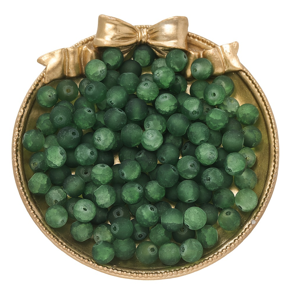 50pcs 8mm Glass Beads Scrub Beads Spacer Beads Bracelet Necklace For Jewelry Making Supplies