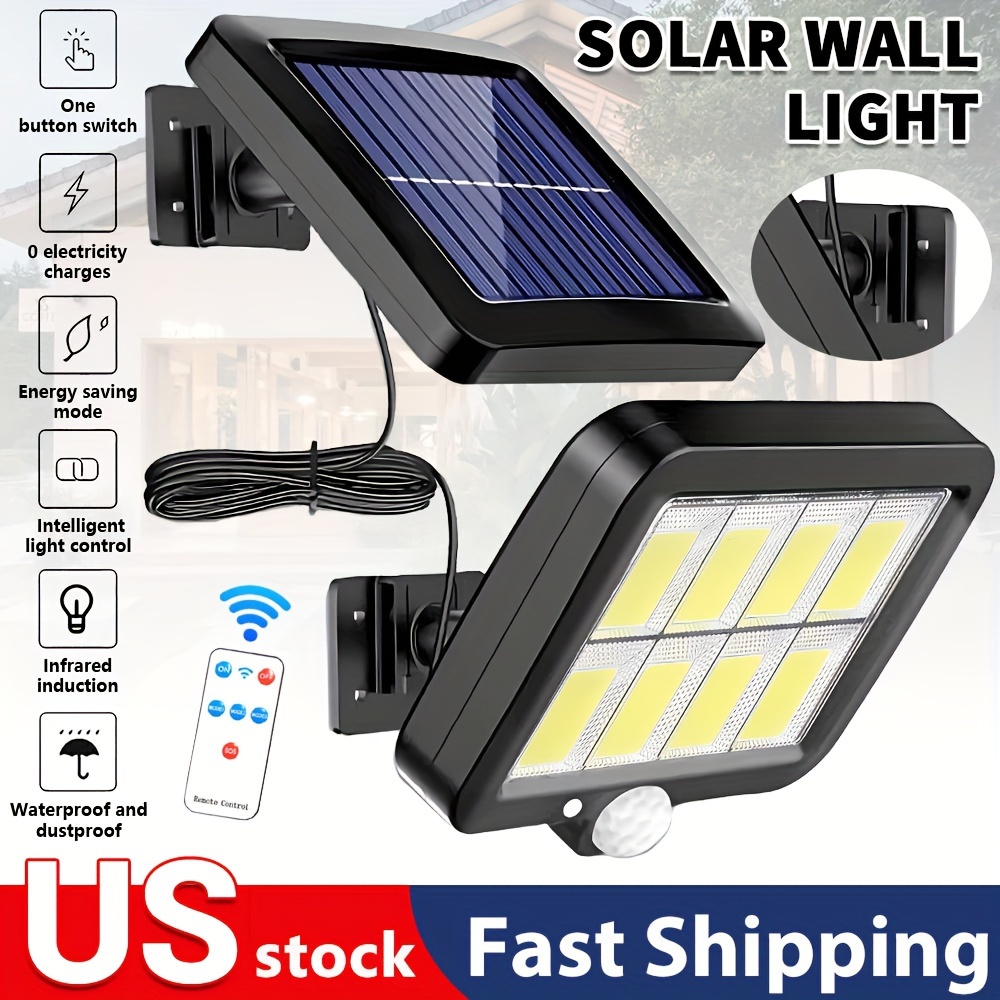 

160 Led Solar Wall Light With Motion Sensor -, Energy-saving Outdoor Lighting For Patio, Yard, Deck, Garage, & Porch - With Remote Control, Outdoor Solar Lights