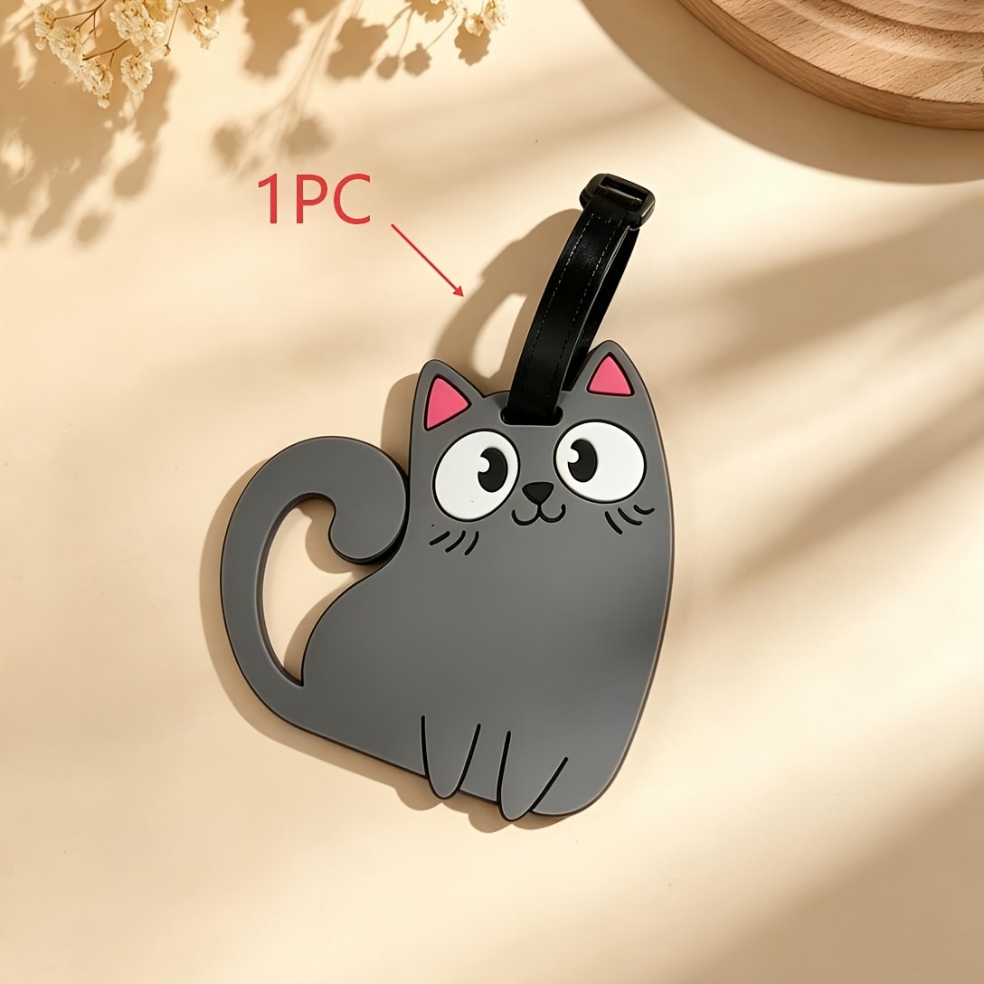 Macaron Solid Colour Cat PVC Travel Luggage Tag