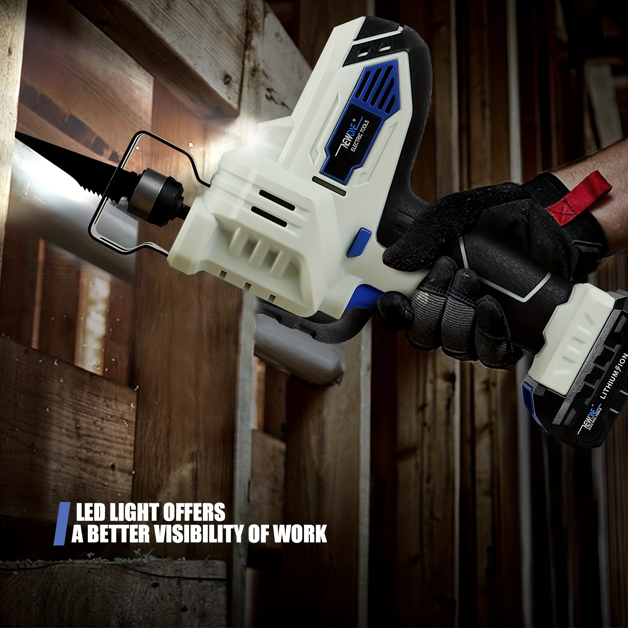 

12v Cordless Reciprocating Saw Compact With 2pcs Wood Blades Includes 2000mah Battery, Smart Charger And Usb Power Source