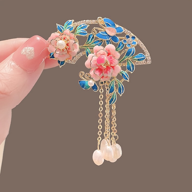 Image of Brooch Chinese-style Brooch Featuring Peony Flowers, High-end And Elegant, With A Step-shaking Fringed Brooch For Chinese Dresses And Hanfu, As An Accessory Pin