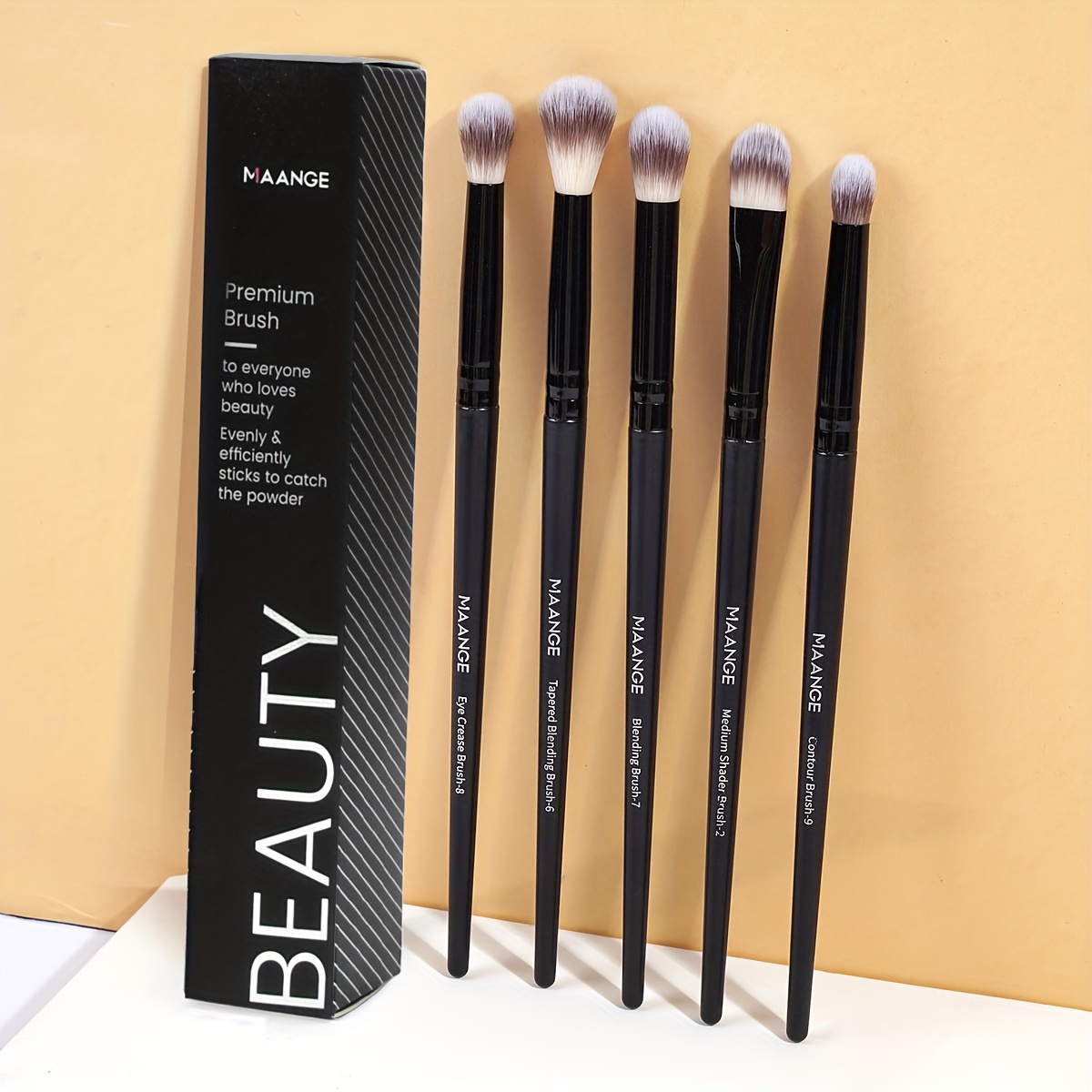 Image of Maange 5pcs Eye Makeup Brush+storage Box, Eye Shadow Brush, Travel Portable, Professional Makeup Brush, Holiday Gift