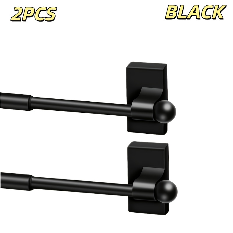 Image of 2pcs Magnetic Curtain Rod For Metal Doors, Adjustable Magnetic Curtainrod Extends From 40.64cm To 71.12cm, Magnetic Cafe Curtain Rod