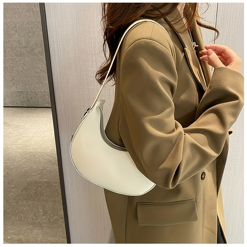 

Chic Shoulder Bag For Women - & Trendy, Faux Leather Underarm Purse In Light Yellow//white/black