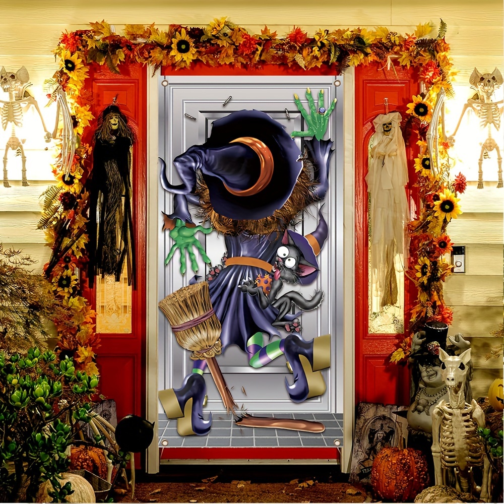 

Halloween & Door Banner - 35.4x70.8" Funny Outdoor Porch Decoration, Polyester, Party Photos & Home Decor