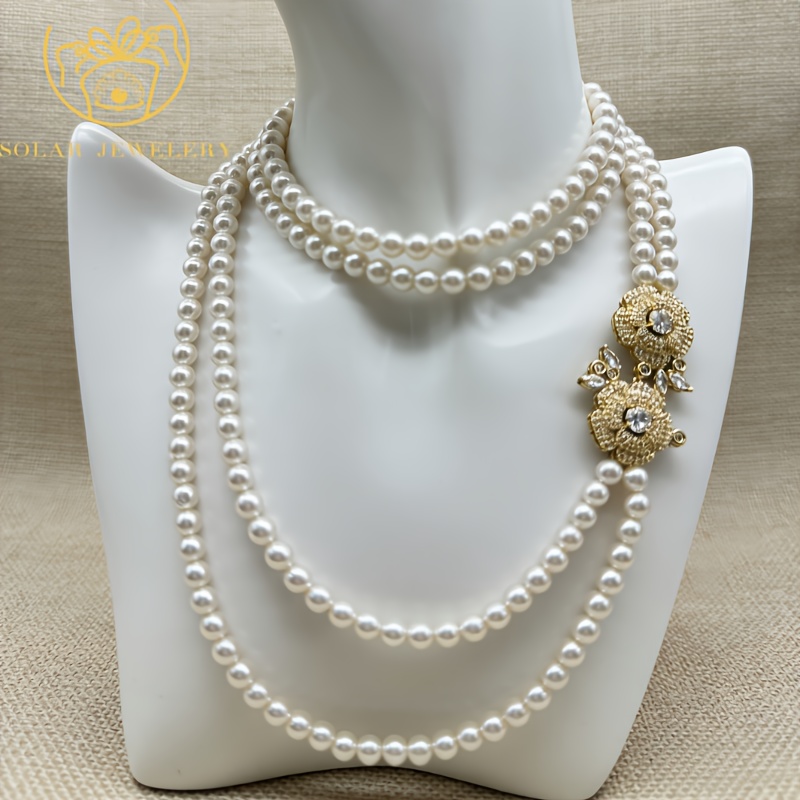 Retro Style Camellia Sweater Chain Natural Shell Bead Necklace