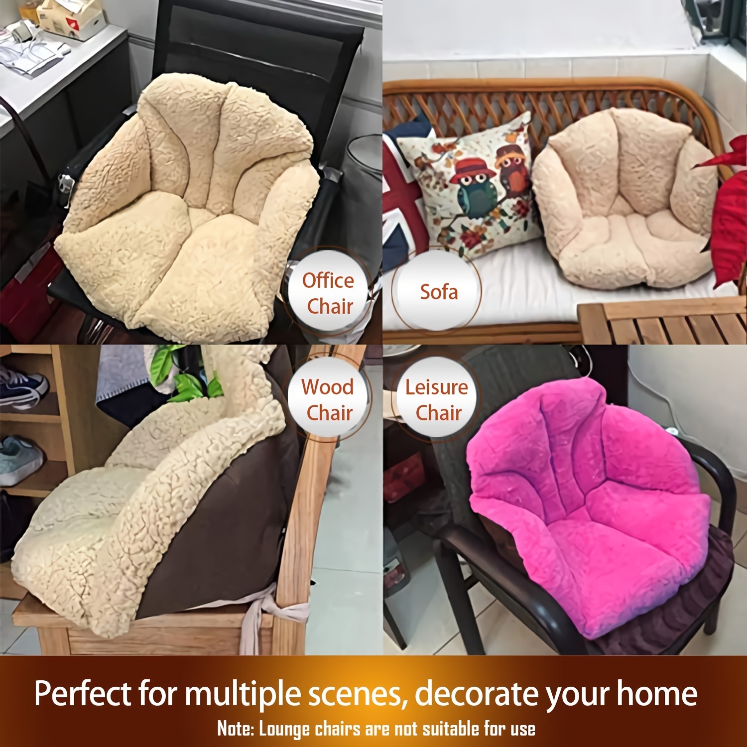 chair cushion office desk cushion warm and comfortable   cushion backrest cushion lumbar backrest support winter plush cushion suitable for home office chairs and car seats Product details 5