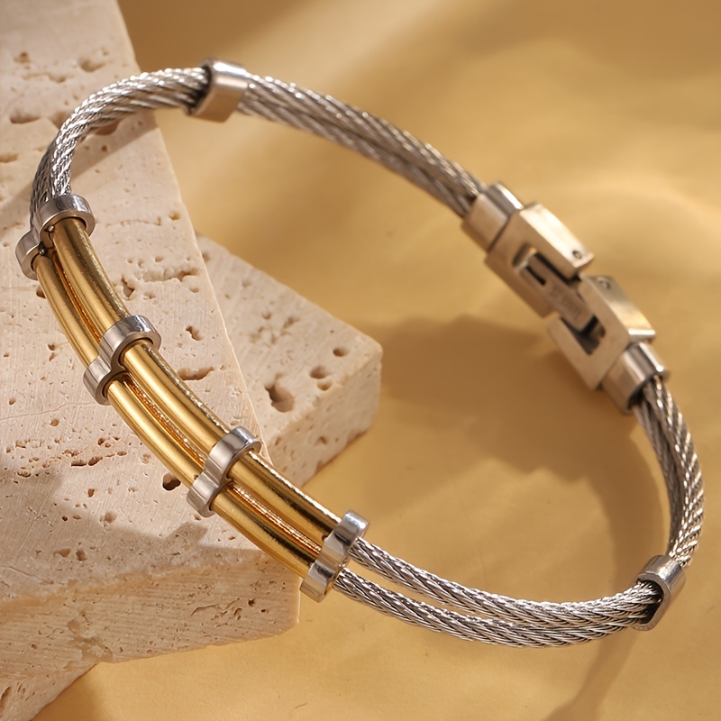 TEMU Steel Cable Bracelet, Trendy And Accessory, Versatile For Casual Attire / Street Style, Unique Birthday And Holiday Gift