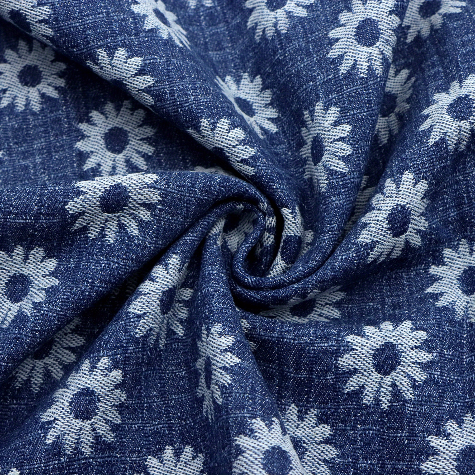 E-shop 1 Stück Gänseblümchen-Karo Vorgewaschener Denim-Stoff - 66, 19,68 Zoll (170 x 50 cm) für DIY-Bastelprojekte, DIY-Geldbörsenherstellung, ,