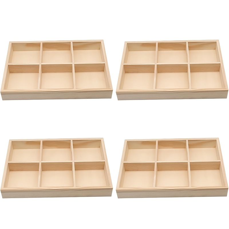 TEMU A Set Of 4 Wooden Trays For Organizing Your Desk, Holding Jewelry, Plants, And Office Supplies. Versatile And Suitable For Bathrooms, Kitchens,