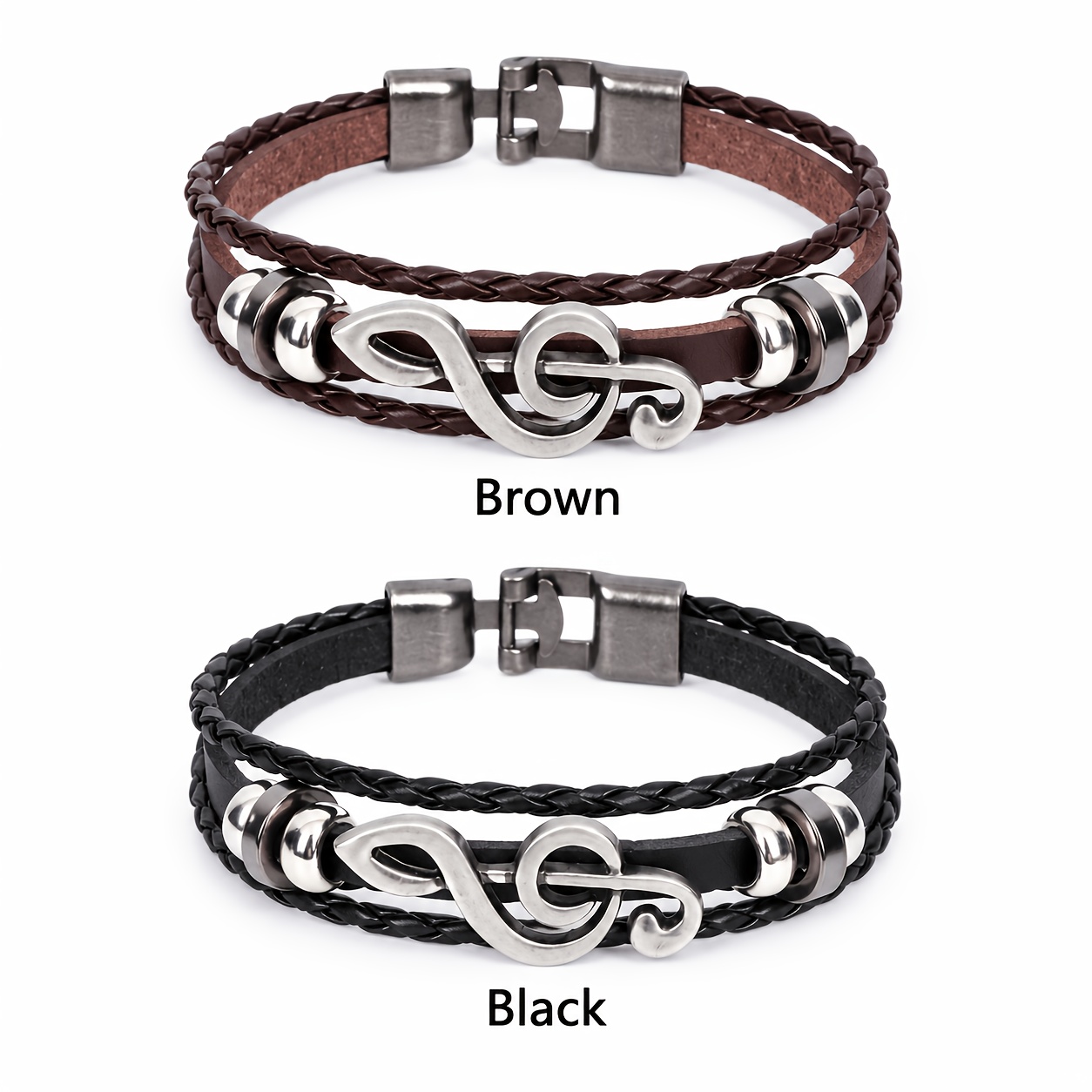 Unisex Music Note Multi-Layer Adjustable Cuff Bracelet