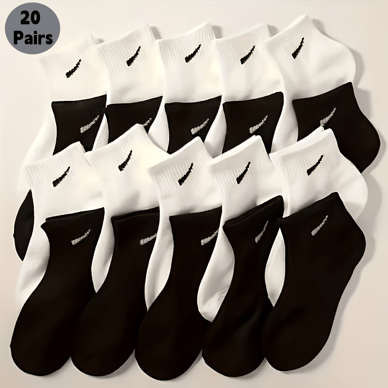 E-shop Trendige 20 Paar Einfarbige -Socken für Paare, Weiche Bequeme Atmungsaktive -Socken für Frühling Sommer