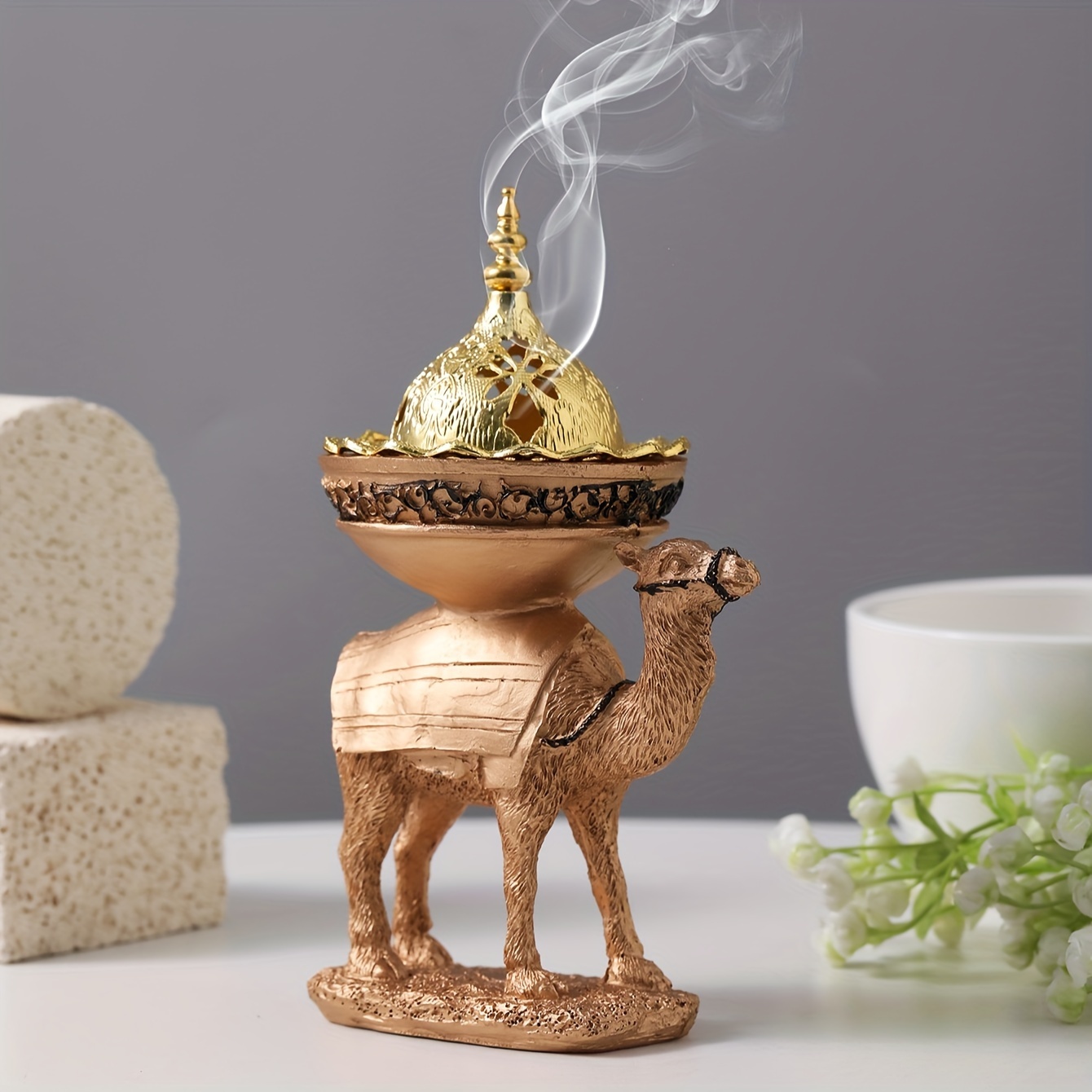 

1pc Nordic Style Incense Holder, Resin Standing Camel Incense Burner Desktop Ornament