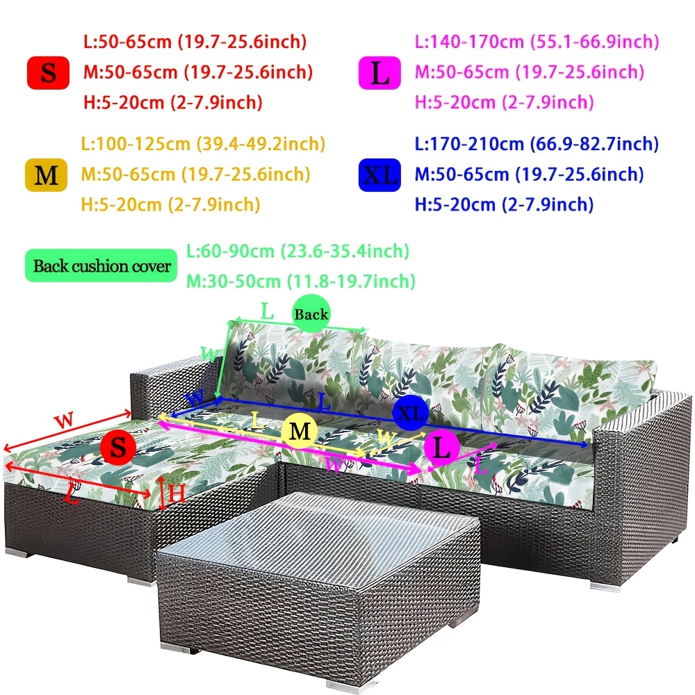 TEMU 1 de cojín elástica para sofá con diseño de plantas verdes, para decoración de interiores y exteriores, fundas de sofá para 1 a 4 asientos