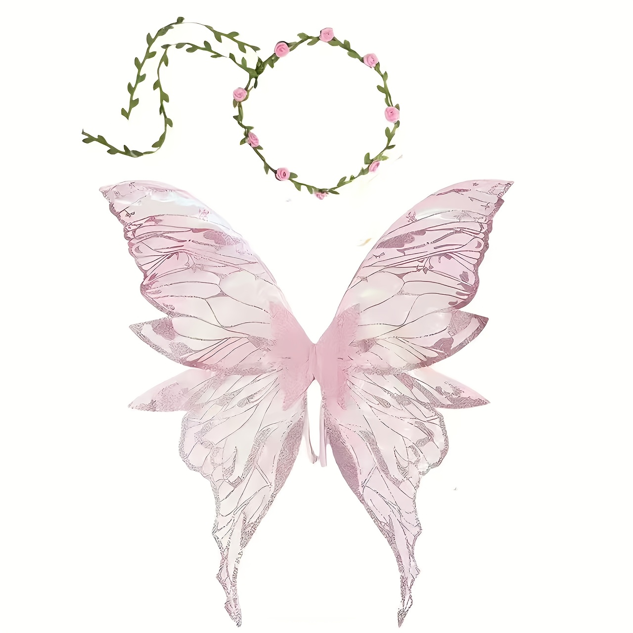 TEMU Ensemble de costume de fée pour adulte, fête à thème papillon de jeu de rôle, traîne d'elfe en organza, tenue de cosplay pour fête d'année,