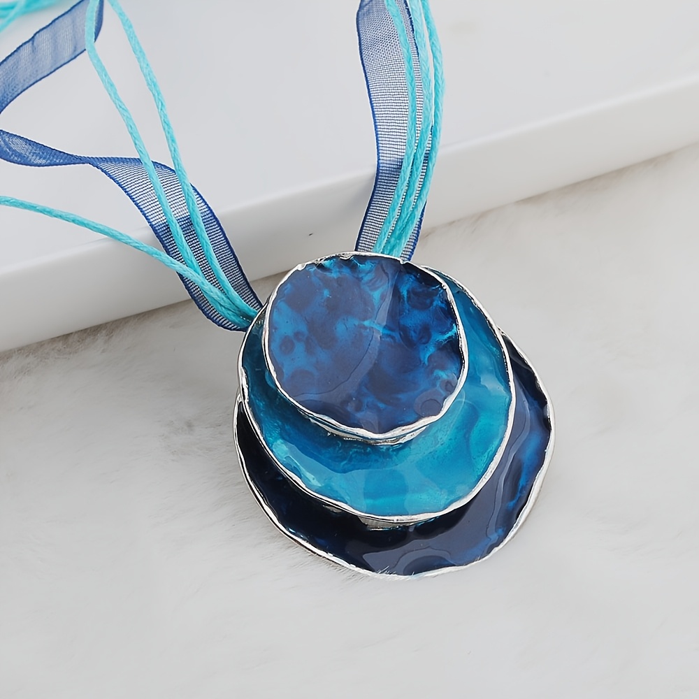 TEMU Boho Three-layer Round Alloy Enamel Jewelry Necklace Valentine's Day Party Festive Occasions
