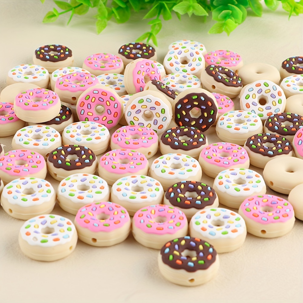 

10pcs Assorted Colors Silicone Donut Beads For Diy Crafts - Ideal For Bead Pens, Keychains & More