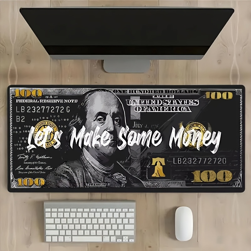 

1pc, " Make Money" Dollar Abstract , Large Size Gaming Mouse Mat, Esports Office Keyboard Pad, Computer Mouse Non-slip Mat, Polyester Oblong Shape