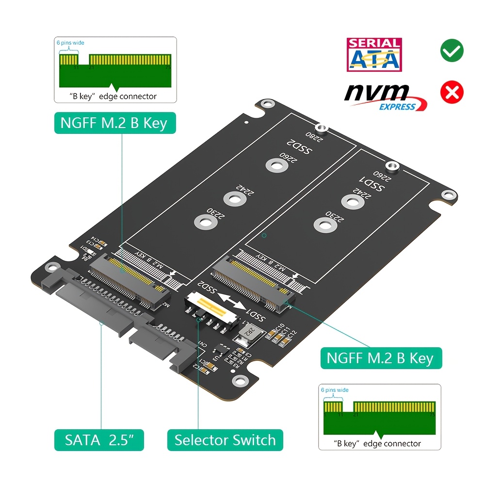 m 2 ssd 2 5 inch sata enclosure key b m key - Temu