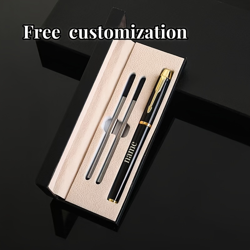 

Customizable Pen And Refill Set - Copper Material With Refillable Medium Point And Pocket Clip, Black Golden Elegant Business Gift Box - Smooth 0.5mm