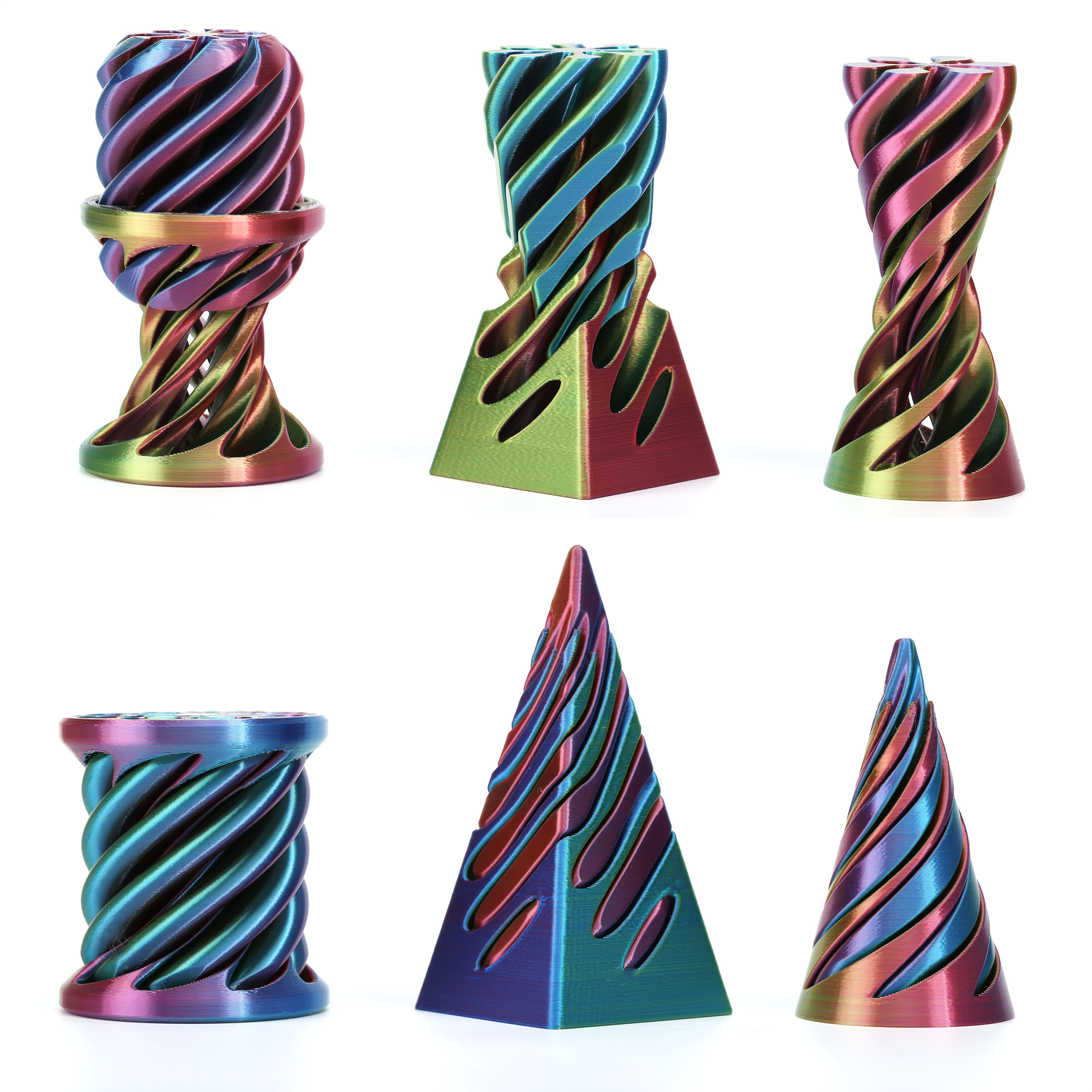 3-Pack Impossible Cone Fidget Ornaments - Spiral Pyramid Desk Decor with Flexible Cone, Relax Office & Home Decoration, Anxiety Relief fidgets in Pastel & Bright Colors (Pink, Blue, Purple, Green, Golden, ) - Ideal Gift for Adults & Teens, Focus Aid, Playful Design, Smooth Finish, Focus Tool, Work From Home
