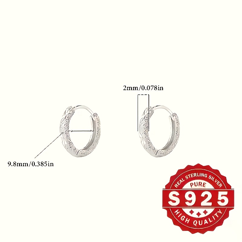 925 Sterling Silver Women's Earrings Matte Glitter Studs Hypoallergenic