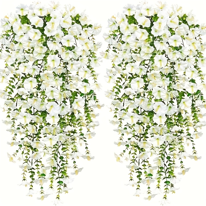 2pcs artificial   hanging flowers plants outdoor decoration artificial   uv protection hanging plants for home porch yard garden flower pot decoration white 0