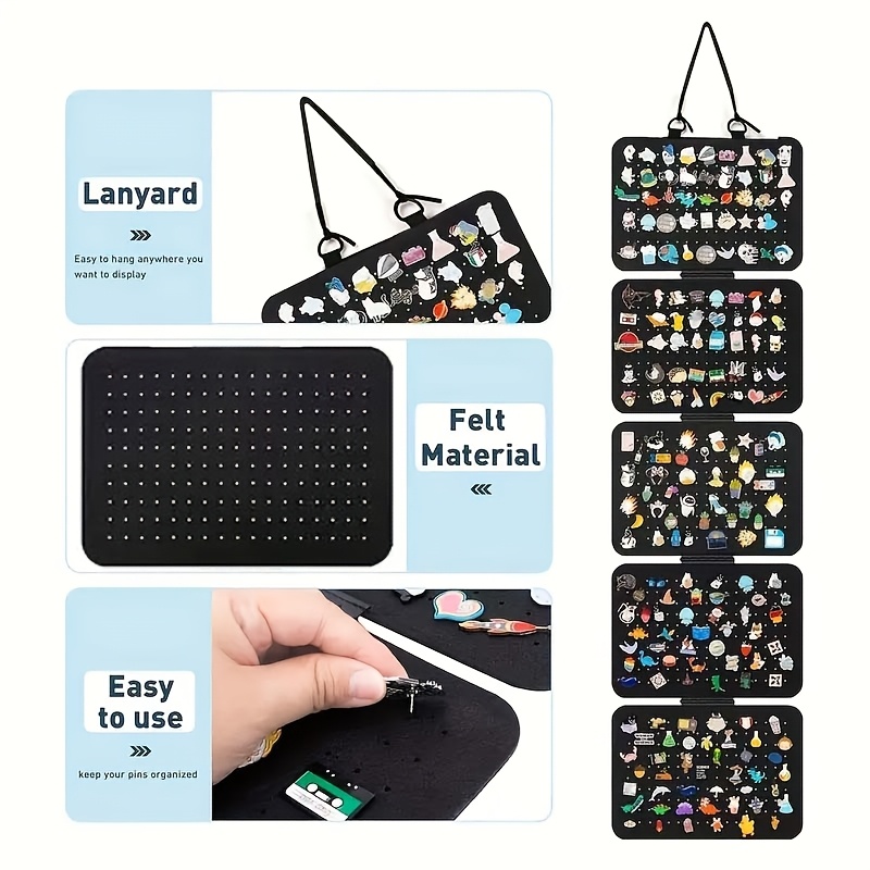 

Porcelain Collar Pin Display Panel Storage Bag, With 5 Panel Faces, Hanging Brooch Storage Bag, Badge Collection Display Page Can Hold At 200 Pins. (no Pins Included) (black)