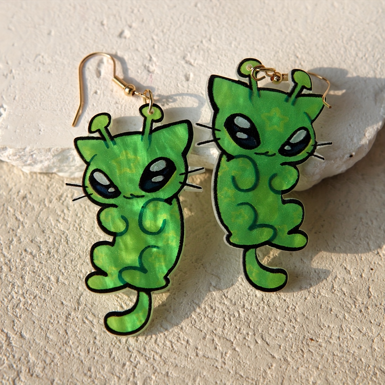 TEMU Aretes Colgantes de Gato Alienígena Hechos a para Mujeres - Aretes de Resina con Cuentas y Pendientes, Ideales para Vacaciones, Fiestas y Playa,