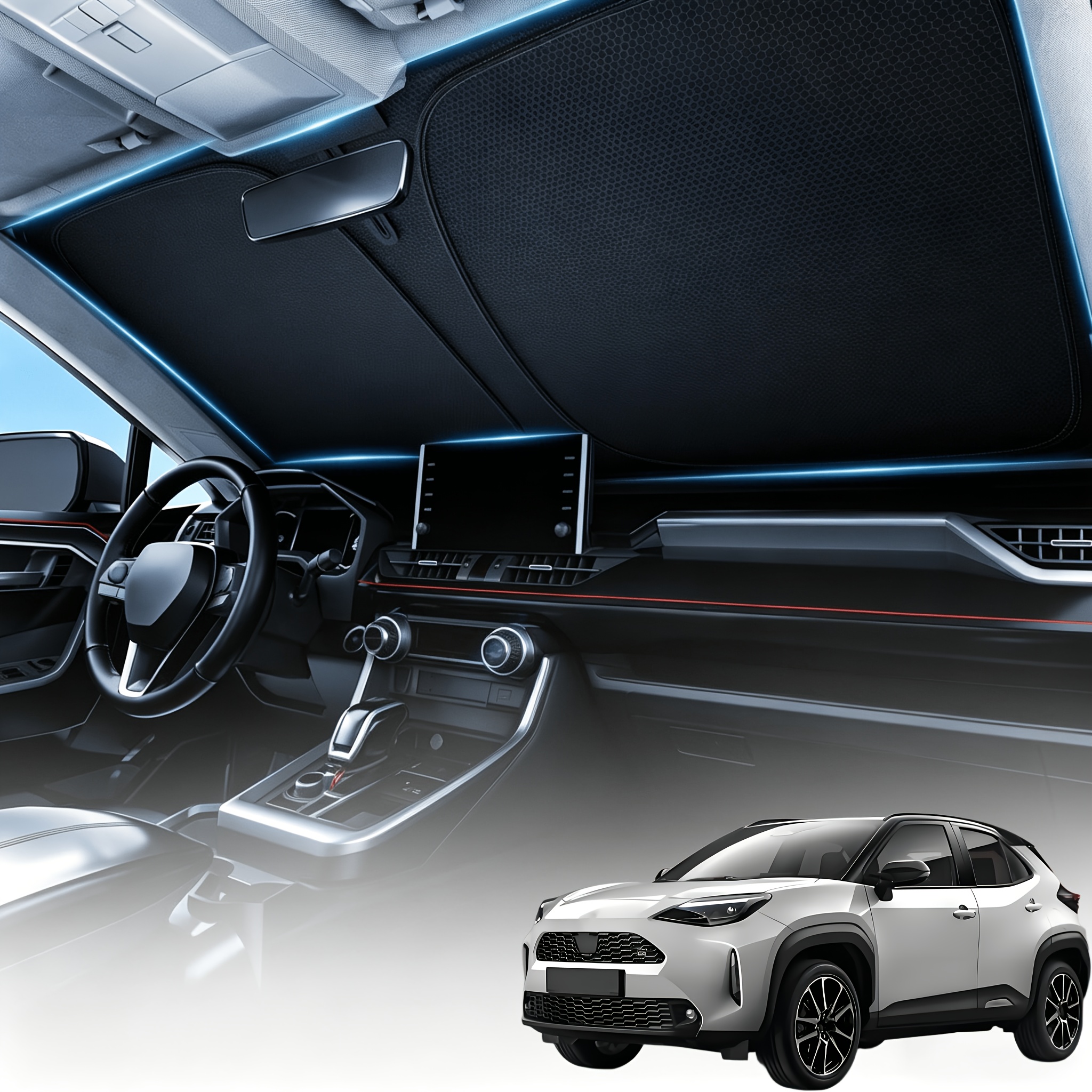 TEMU For Yaris/yaris Cross 2001-2026 Car Windshield Sun Shade Sunshade, , Uv Protection & Heat Reflective, Keep Interior Cooler