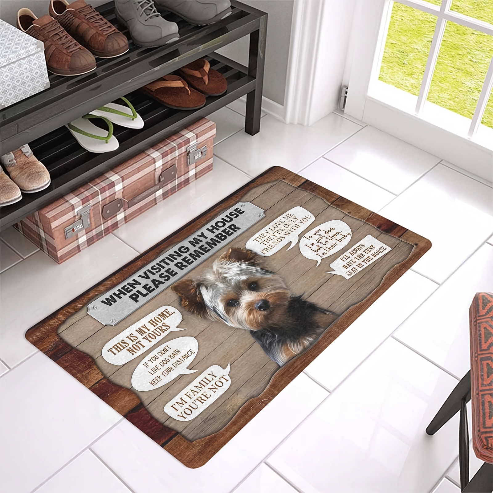 

Yorkie Please Easy Clean Welcome Doormat Felt And Rubber Décor 18*30 Inch Mat - Non-slip, Absorbent Front Door Rug With Rubber 730g