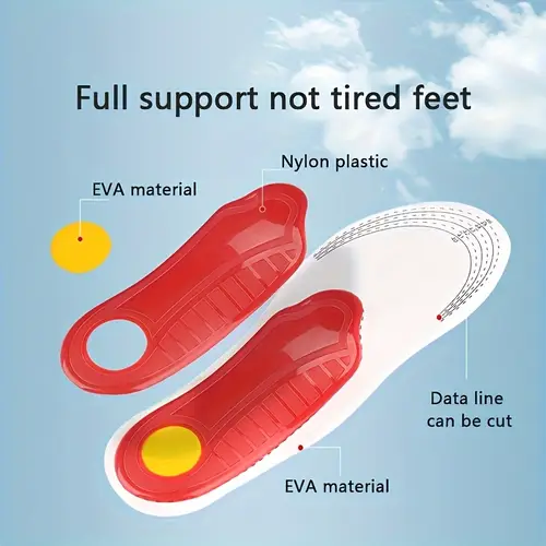 male and female universal arch support eva insert suitable for flat feet able and stable black with red accents provides flexible and breathable material enhances durable