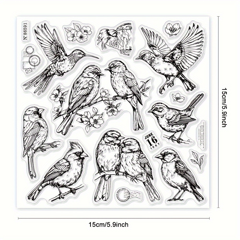 Image of Birds Stamp Stamp Clear Stamp Painting Tool Clipping Craft Diy Card Decoration Rubber