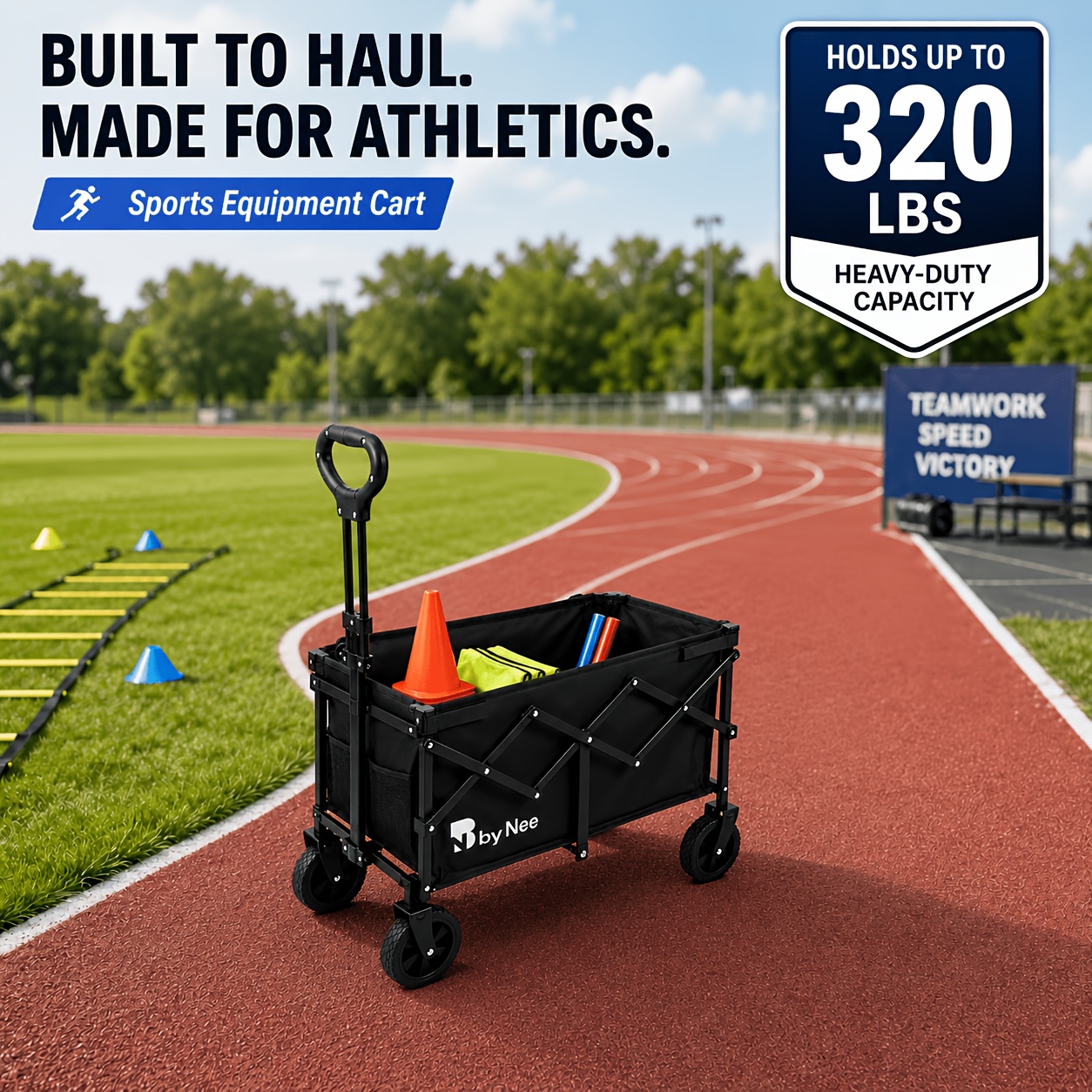 TEMU 480/400/320lbs Heavy Duty Large Capacity Foldable Utility Wagon, Multipurpose Cart With Wheels&brakes, Thickened Collapsible Truck For Equipment