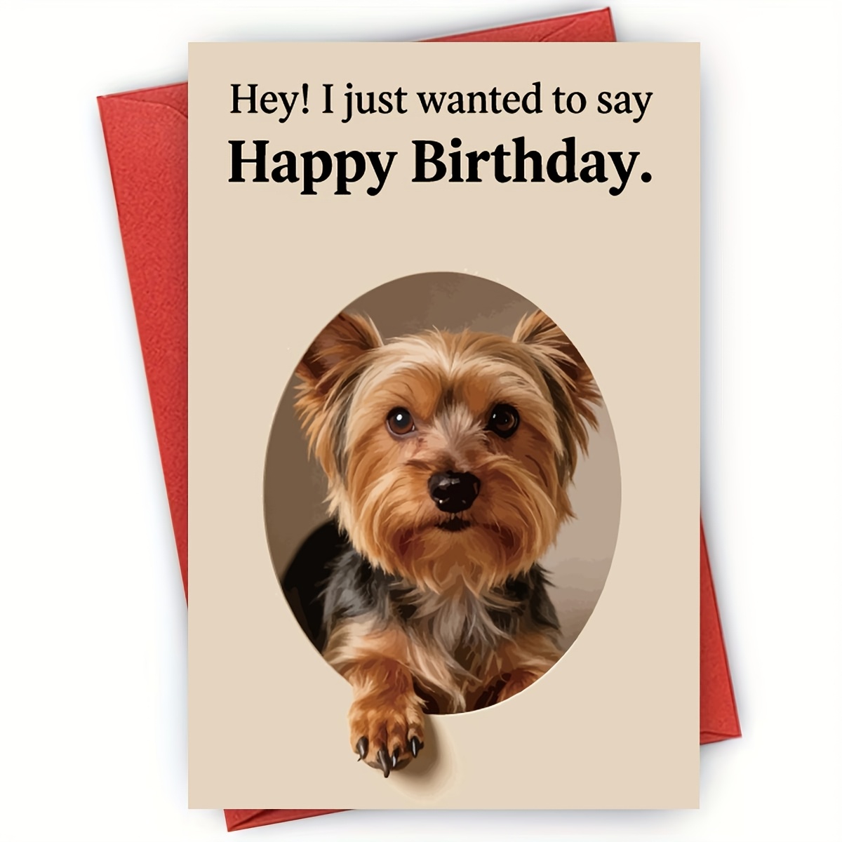 TEMU 1pc Cute Yorkshire Terrier Birthday Card - Adorable , Funny Birthday Greeting Card With Envelope For