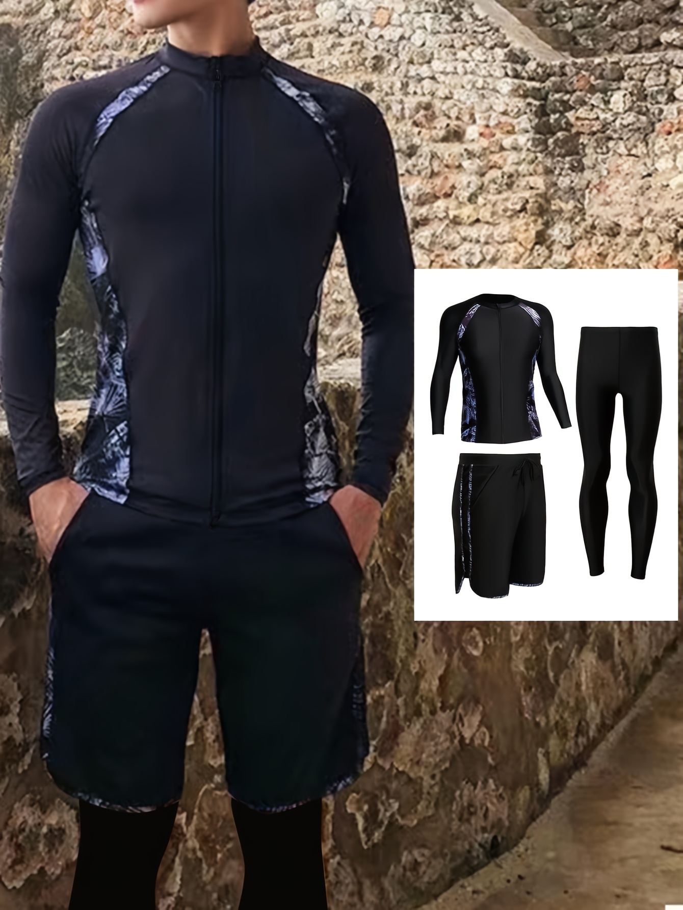 Realon Men's Full Wet Suit Quick drying Skinny Long Sleeve - Temu