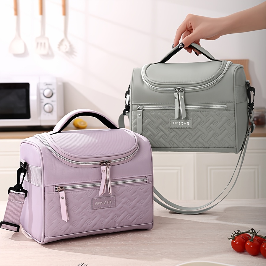 

1pc High Aesthetic Value Insulated Lunch Bag, Bento Box Carrier, Positioning Printing, Rectangle Shape, With Hand Wash , For Students And Office , Picnic