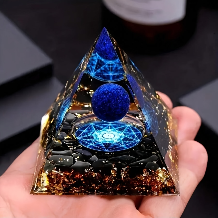 

1pc Artificial Crystal Pyramid, Orgonite Handmade Pyramid, Home Office Decoration