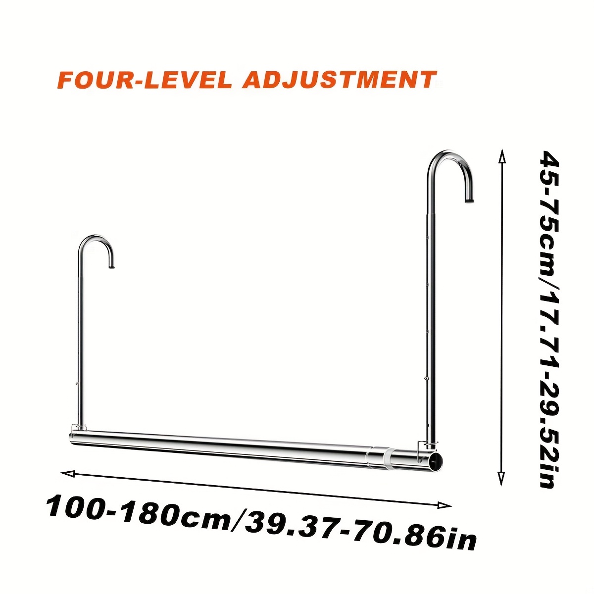 TEMU Suspended Wardrobe Rod, Adjustable In Width And Height, For Hanging Clothes, Made Of High-quality Stainless Steel, Maximizes Space Utilization,