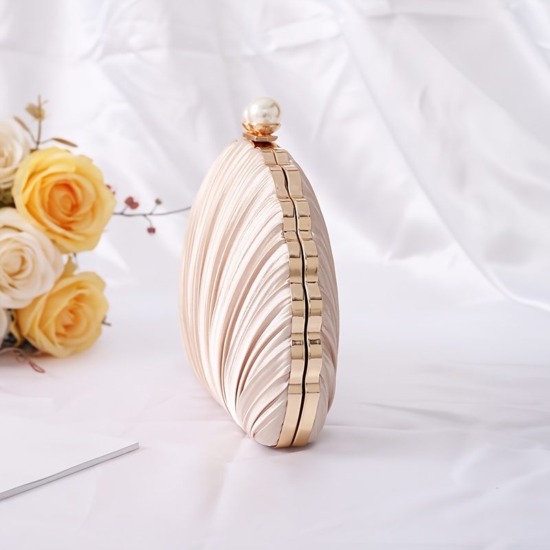Evening Bag with Pleats and Pearls, Stylish Bridal Accessory