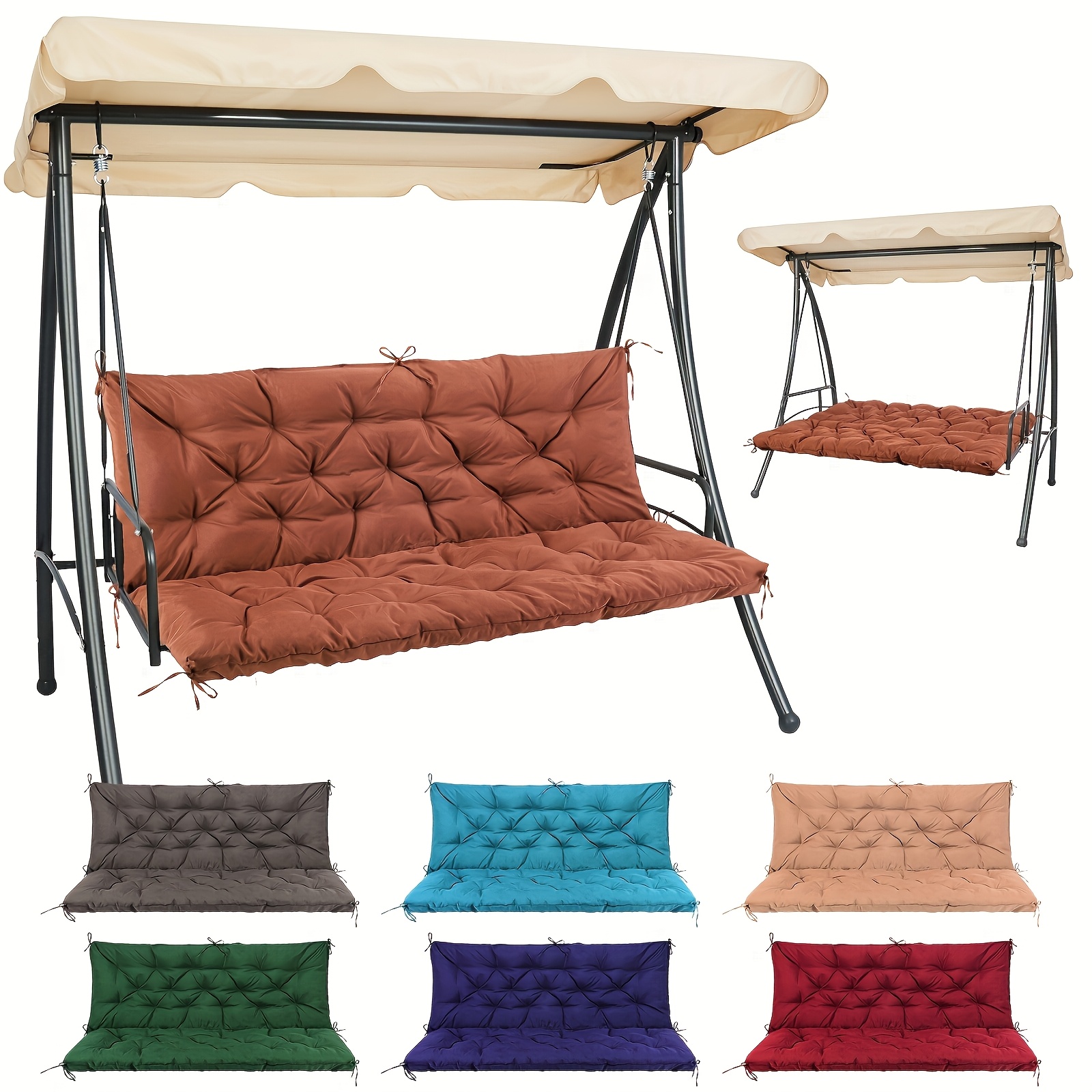 TEMU Coussin de Balançoire avec - Toutes pour Intérieur/Extérieur, Beige/Marron/Noir//Blanc, 150x100x10cm, Compatible Avec Balkon, Terrasse, Salon –