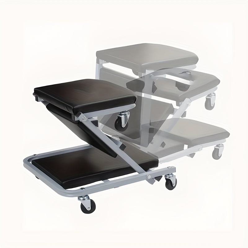 Car repair workbench with casters, 3-in-1/2-in-1 mechanical climber Z-shaped seat, 500-pound load capacity, foldable and adjustable rolling garage folding seat, lying, sitting, and leaning, with 6 casters 4 Car repair workbench with casters, 3-in-1/2-in-1 mechanical climber Z-shaped seat, 500-pound load capacity, foldable and adjustable rolling garage folding seat, lying, sitting, and leaning, with 6 casters - Image 4