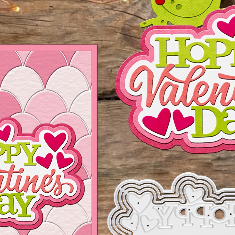 

Mangocraft Happy Valentine's Day Cutting Dies With Hearts And Frog For Diy Scrapbooking Tools, Metal Dies, Knife Mold For Card And