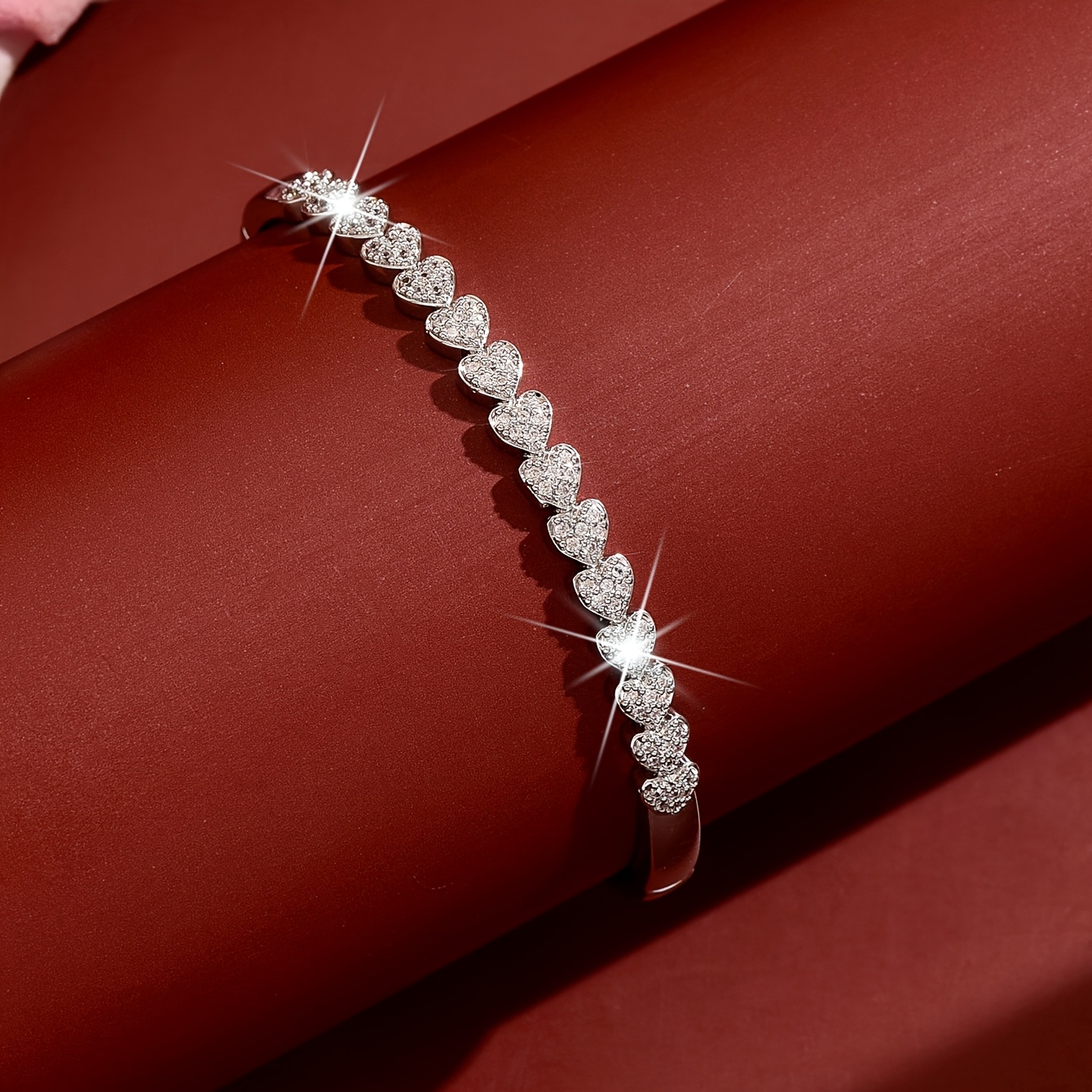 Women's Romantic French Heart Bracelet, Exquisite Pave Design